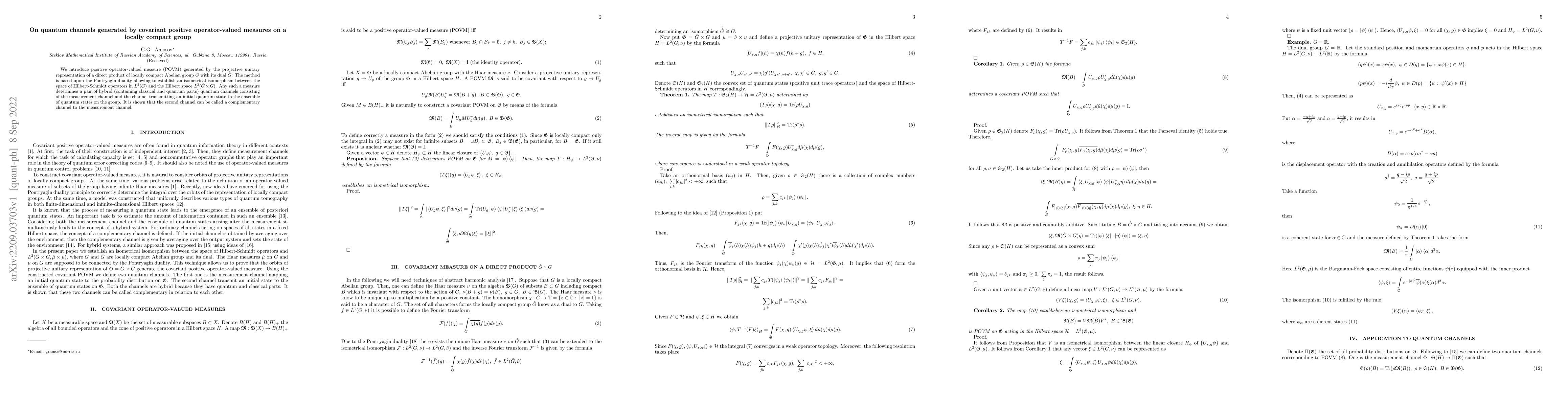 Thumbnail for On quantum channels generated by covariant positive operator-valued
  measures on a locally compact group