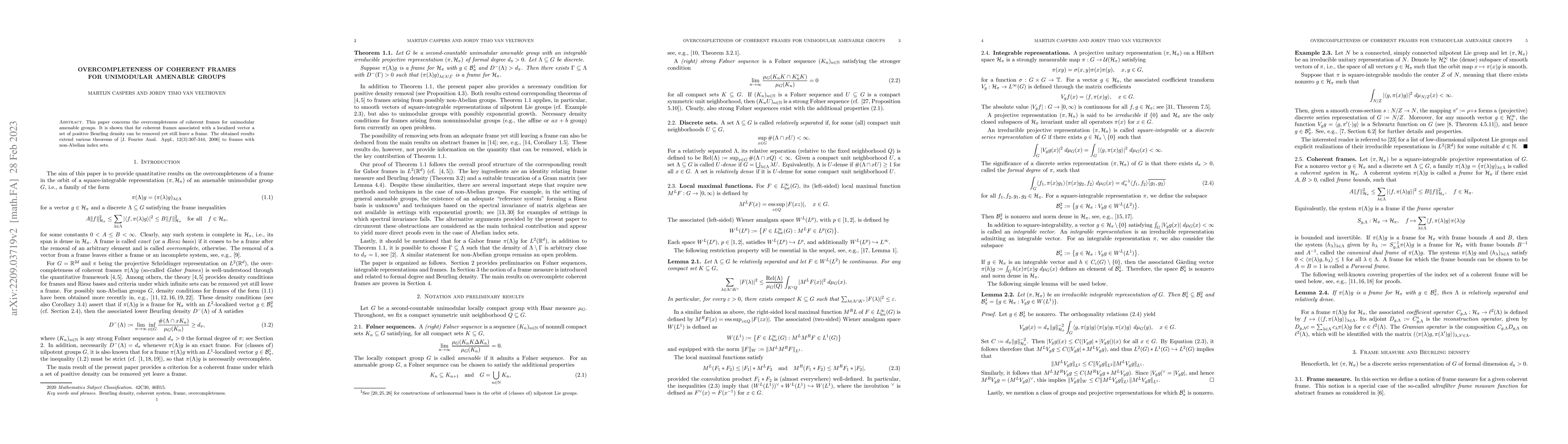 Thumbnail for Overcompleteness of coherent frames for unimodular amenable groups