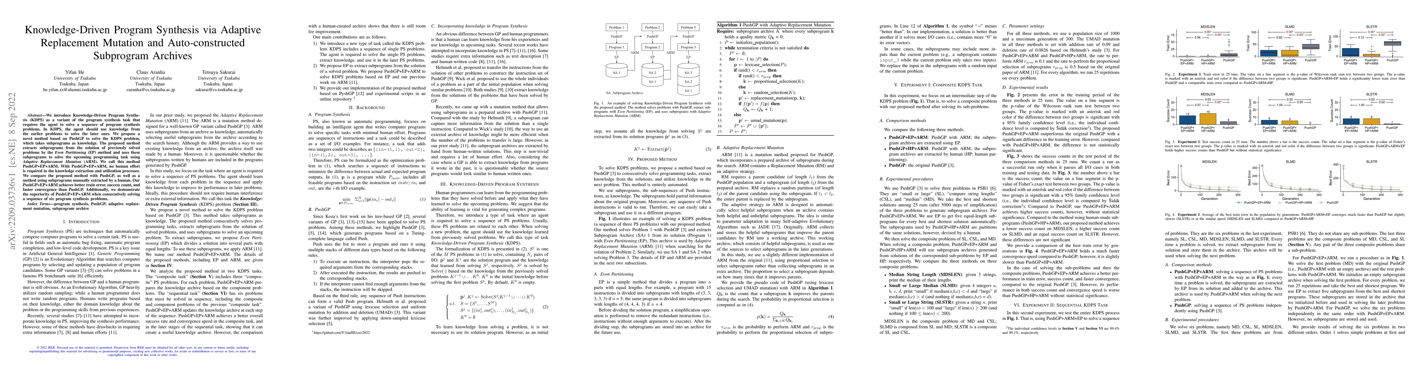 Thumbnail for Knowledge-Driven Program Synthesis via Adaptive Replacement Mutation and
  Auto-constructed Subprogram Archives