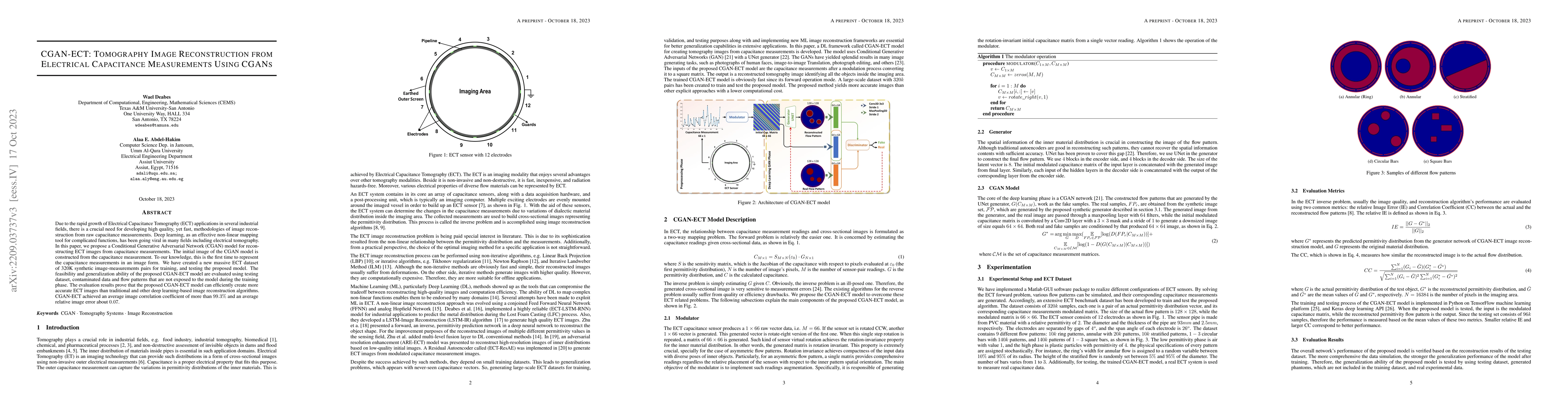 Thumbnail for CGAN-ECT: Tomography Image Reconstruction from Electrical Capacitance
  Measurements Using CGANs