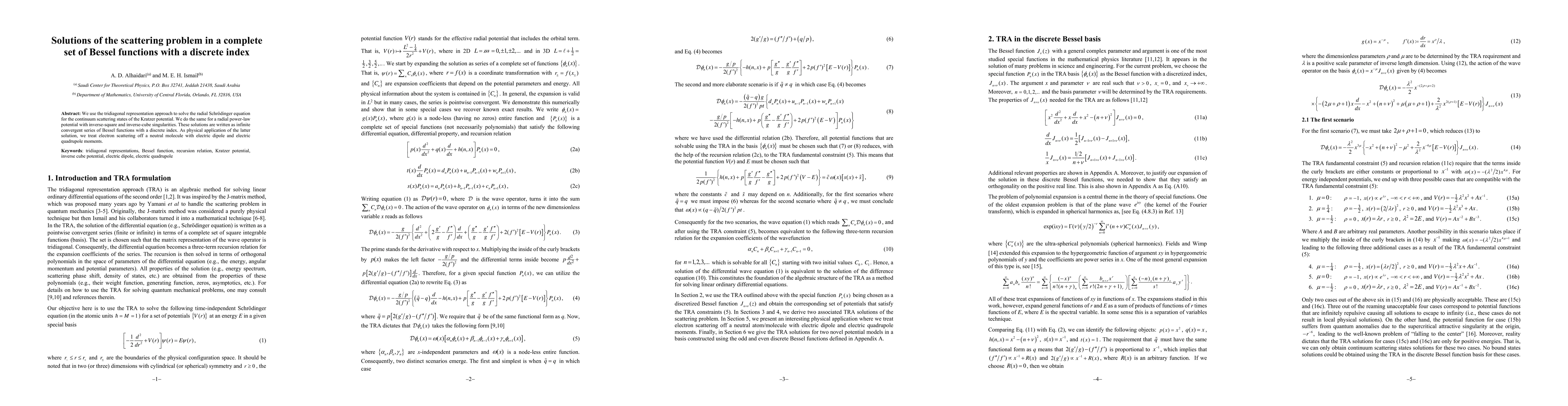 Thumbnail for Solutions of the scattering problem in a complete set of Bessel
  functions with a discrete index