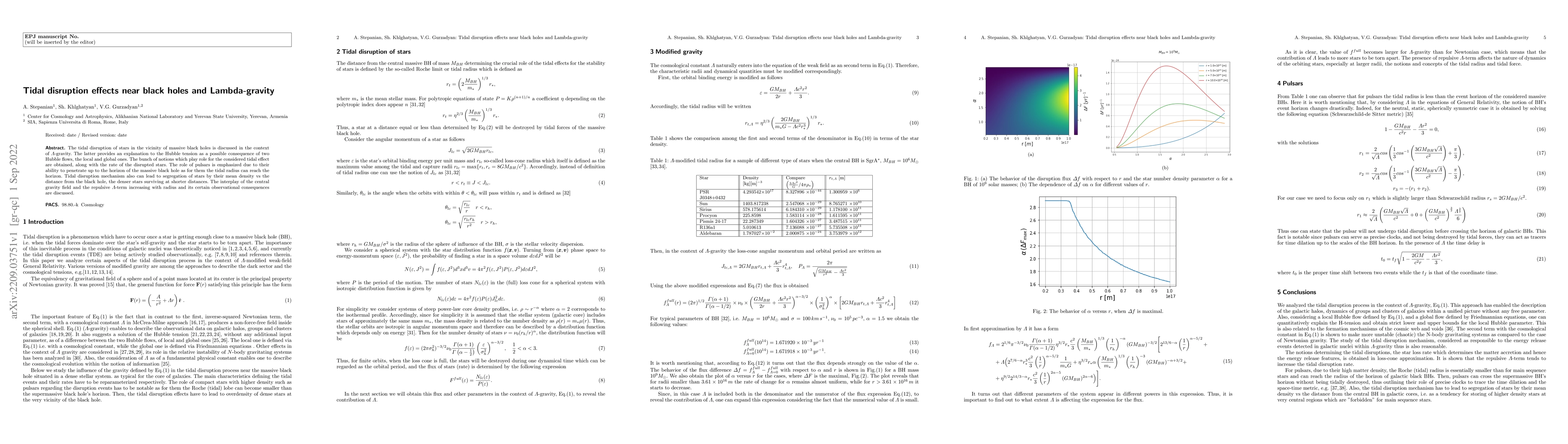 Thumbnail for Tidal disruption effects near black holes and Lambda-gravity