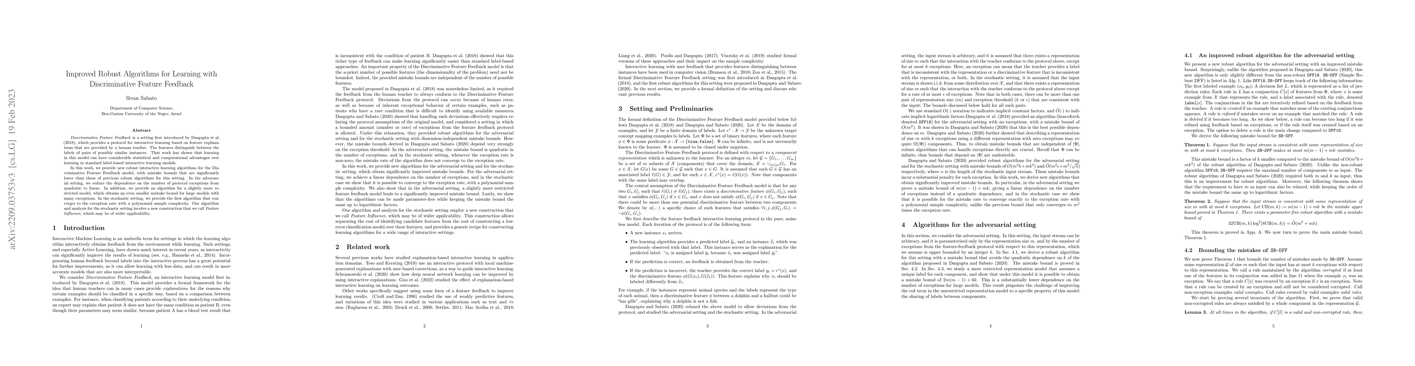 Thumbnail for Improved Robust Algorithms for Learning with Discriminative Feature
  Feedback