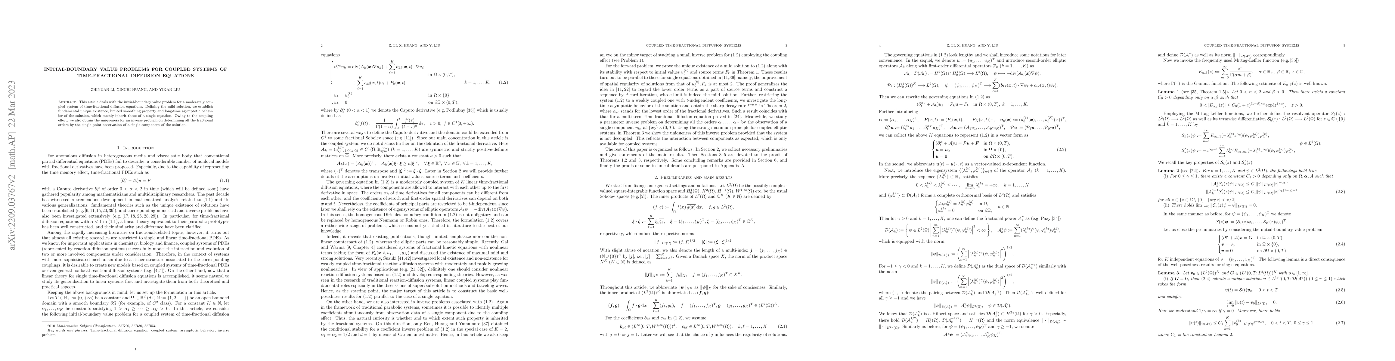 Thumbnail for Initial-boundary value problems for coupled systems of time-fractional
  diffusion equations