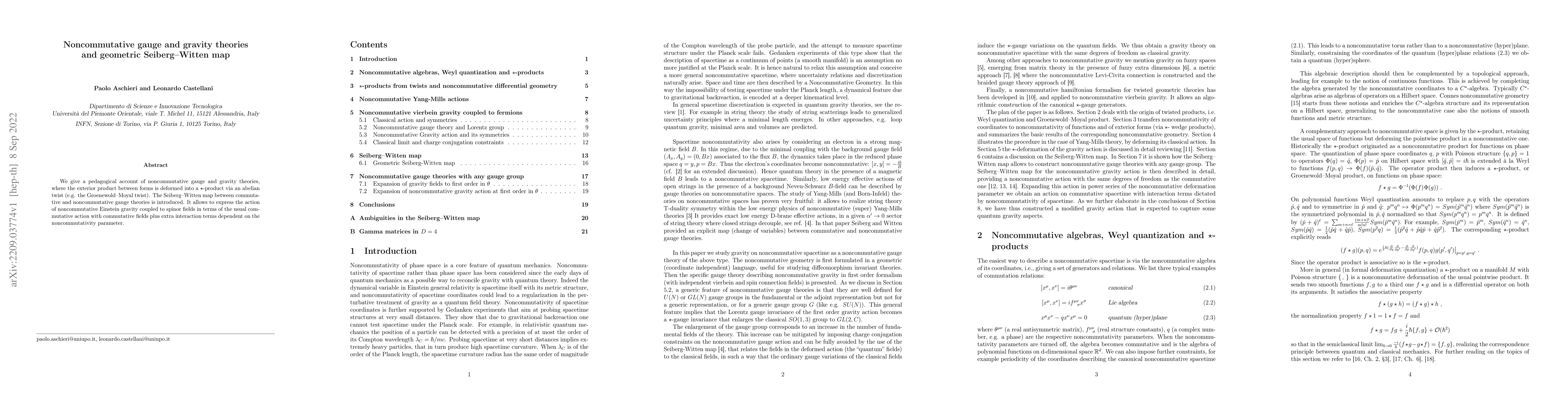 Thumbnail for Noncommutative gauge and gravity theories and geometric Seiberg-Witten
  map