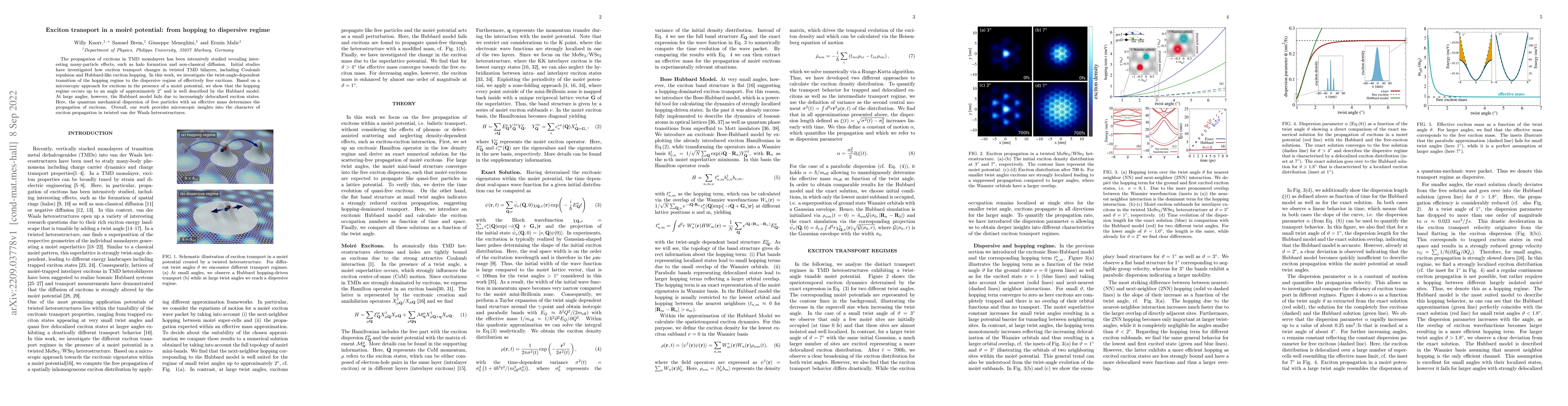 Thumbnail for Exciton transport in a moir\'e potential: from hopping to dispersive
  regime