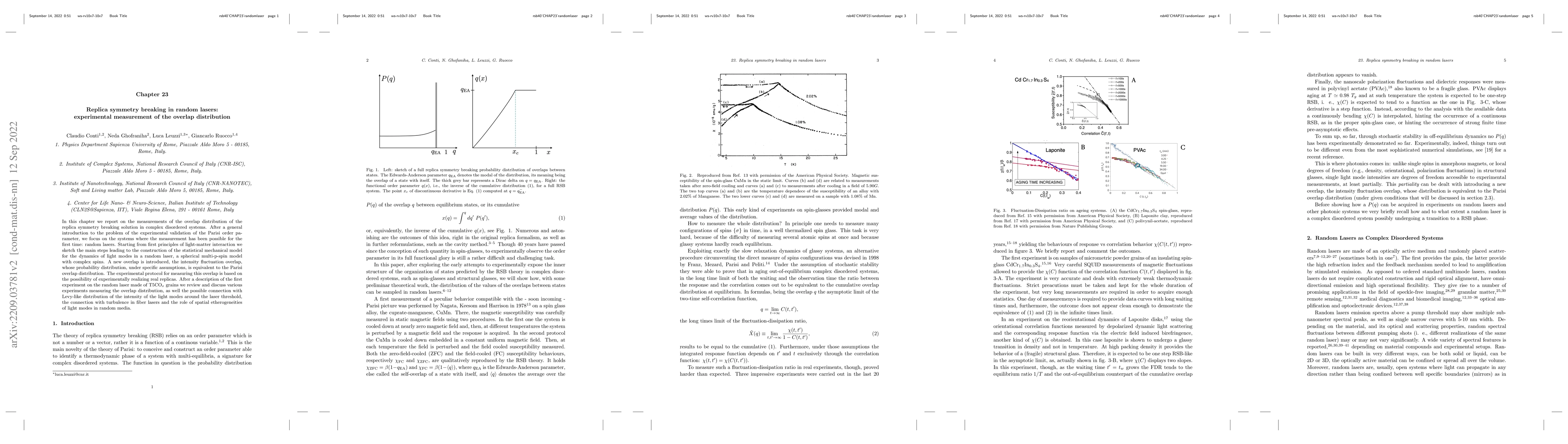 Thumbnail for Replica symmetry breaking in random lasers: experimental measurement of
  the overlap distribution