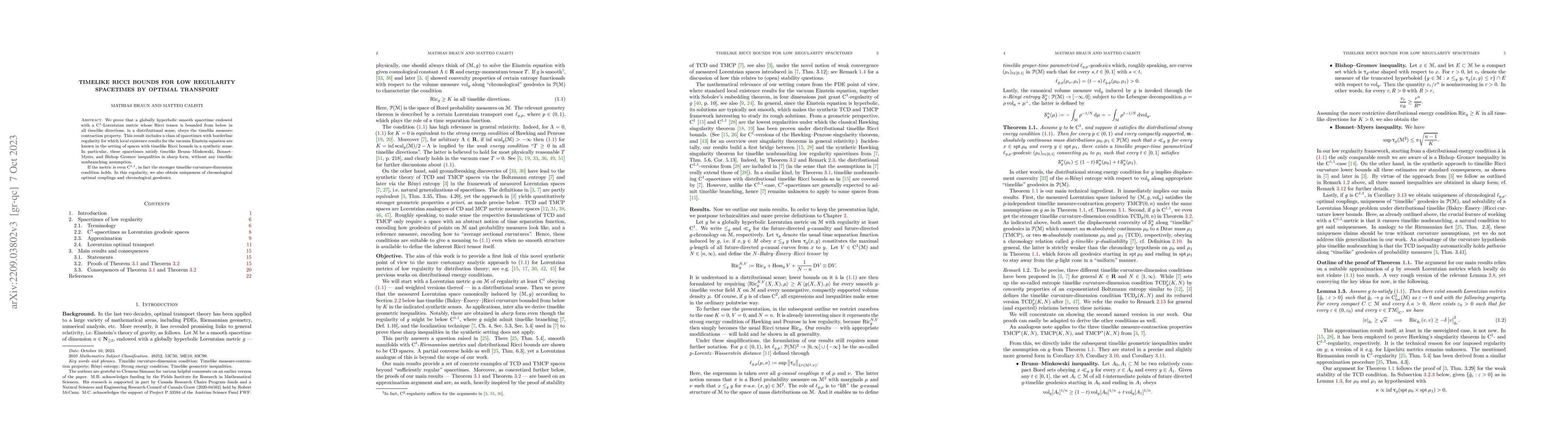 Thumbnail for Timelike Ricci bounds for low regularity spacetimes by optimal transport