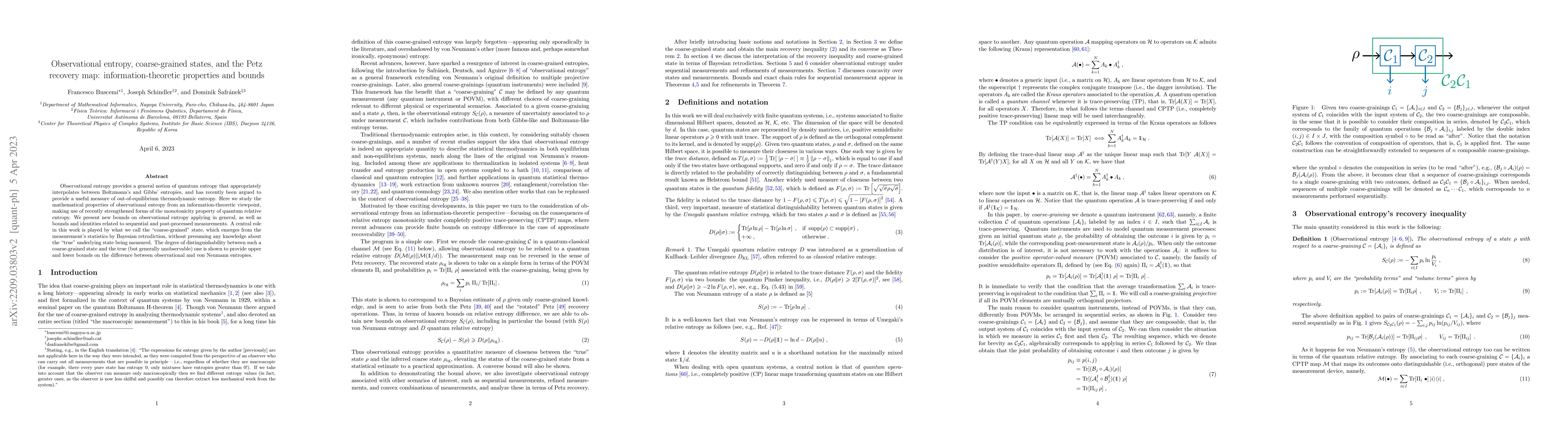 Thumbnail for Observational entropy, coarse quantum states, and Petz recovery:
  information-theoretic properties and bounds