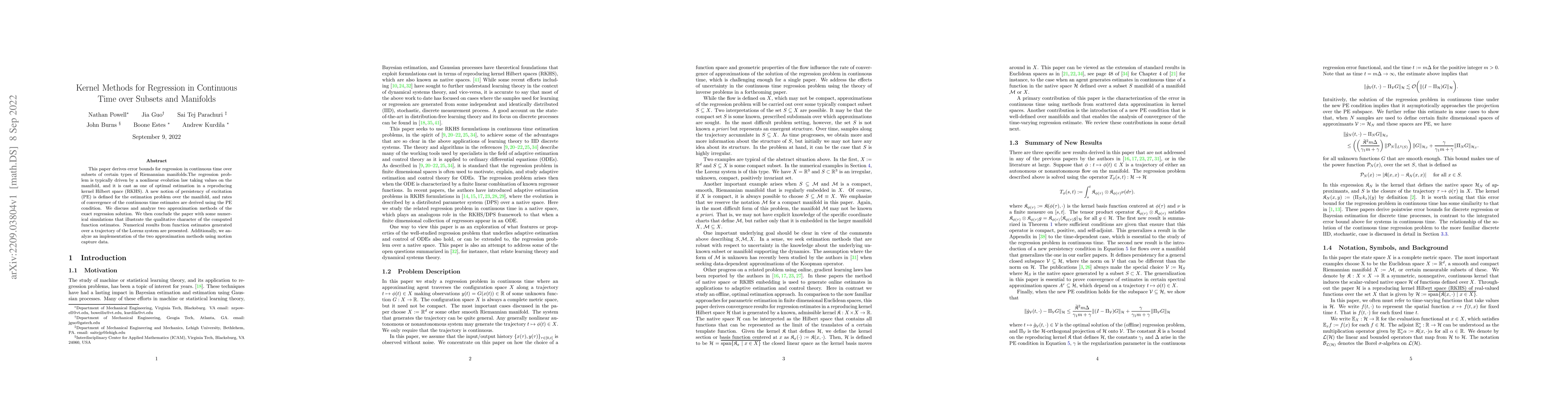 Thumbnail for Kernel Methods for Regression in Continuous Time over Subsets and
  Manifolds