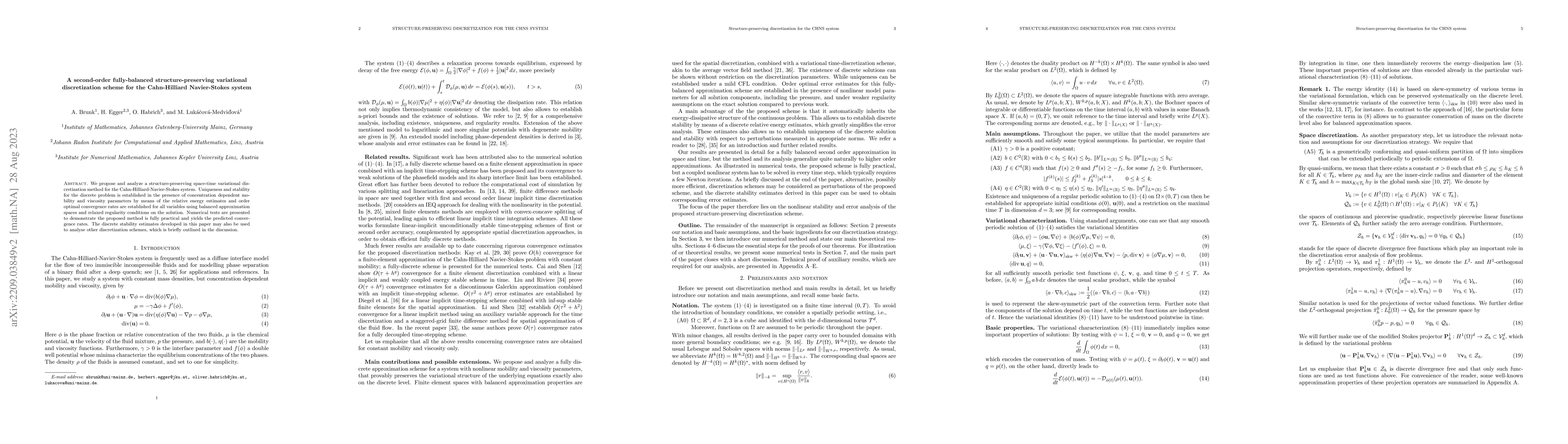 Thumbnail for A second-order fully-balanced structure-preserving variational
  discretization scheme for the Cahn-Hilliard Navier-Stokes system