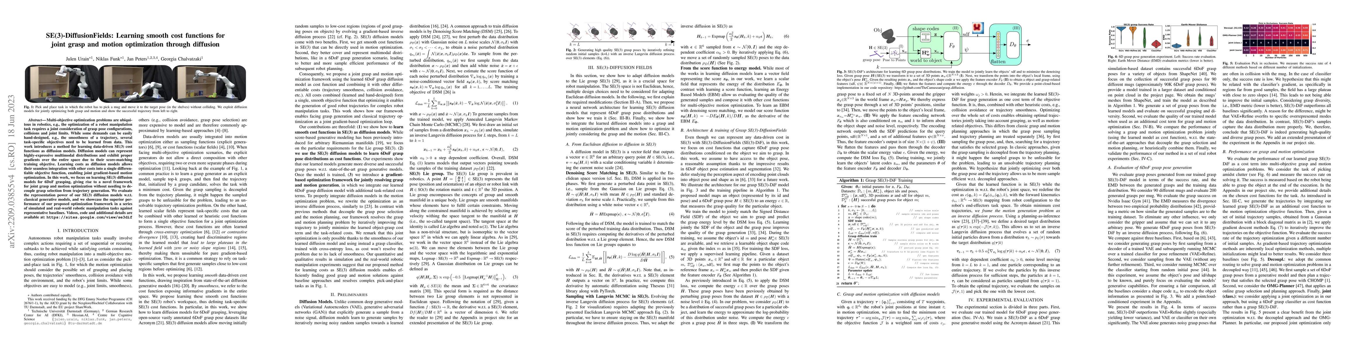 Thumbnail for SE(3)-DiffusionFields: Learning smooth cost functions for joint grasp
  and motion optimization through diffusion