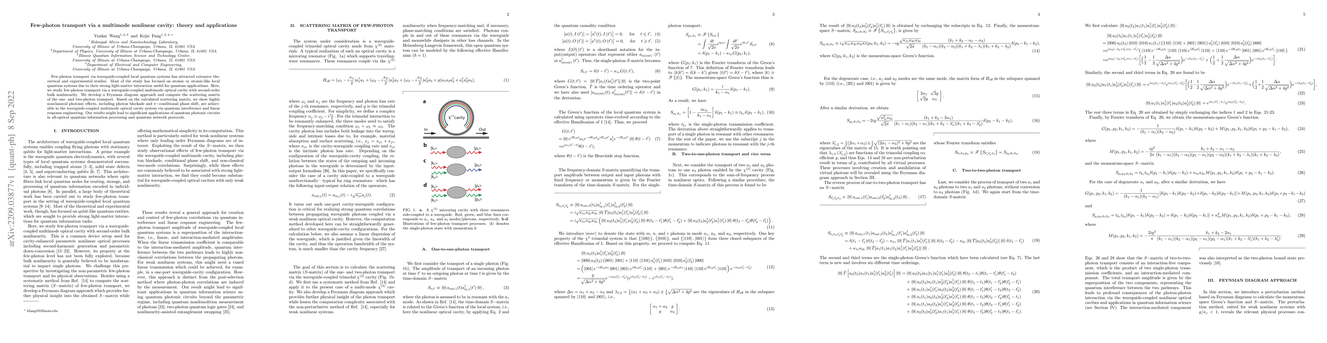 Thumbnail for Few-photon transport via a multimode nonlinear cavity: theory and
  applications
