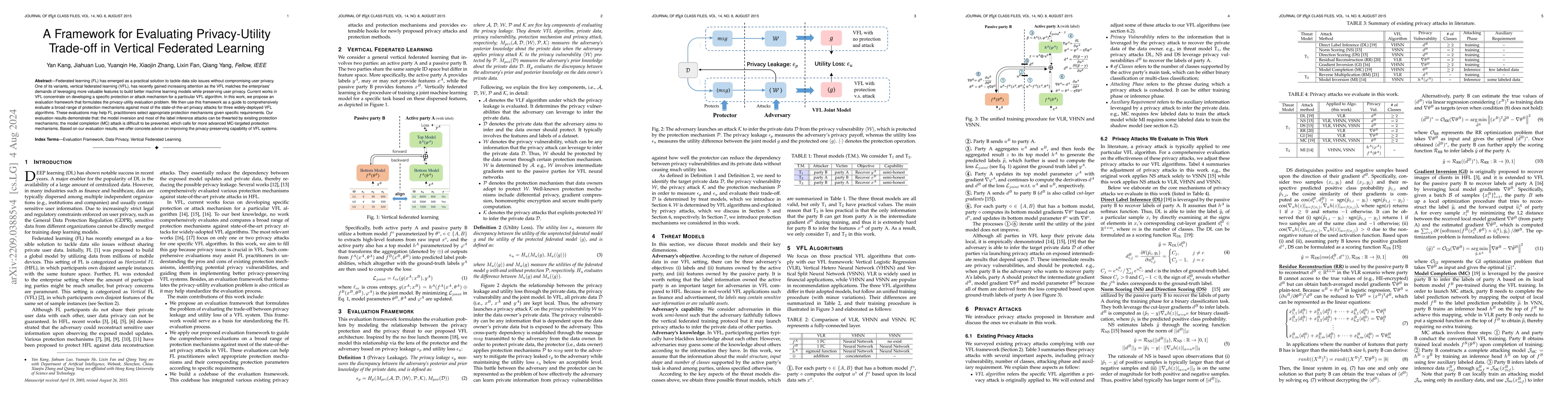 Thumbnail for A Framework for Evaluating Privacy-Utility Trade-off in Vertical
  Federated Learning