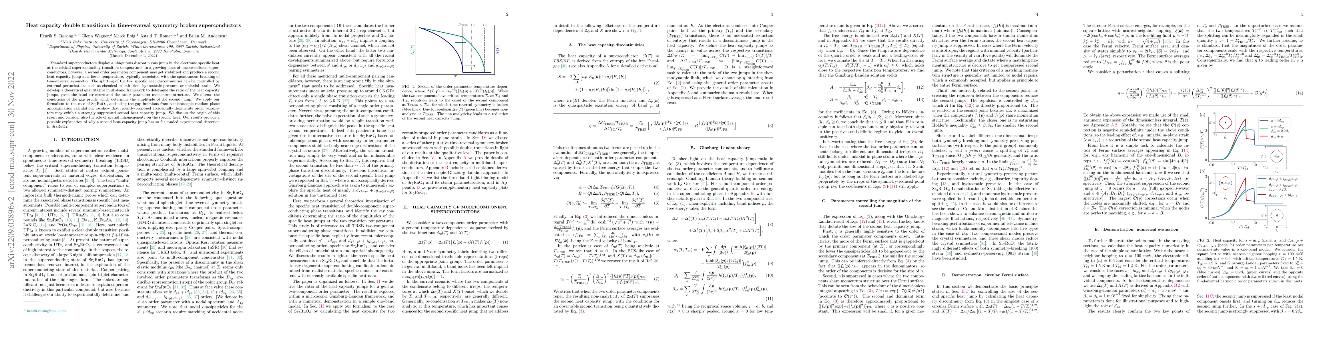 Thumbnail for Heat capacity double transitions in time-reversal symmetry broken
  superconductors