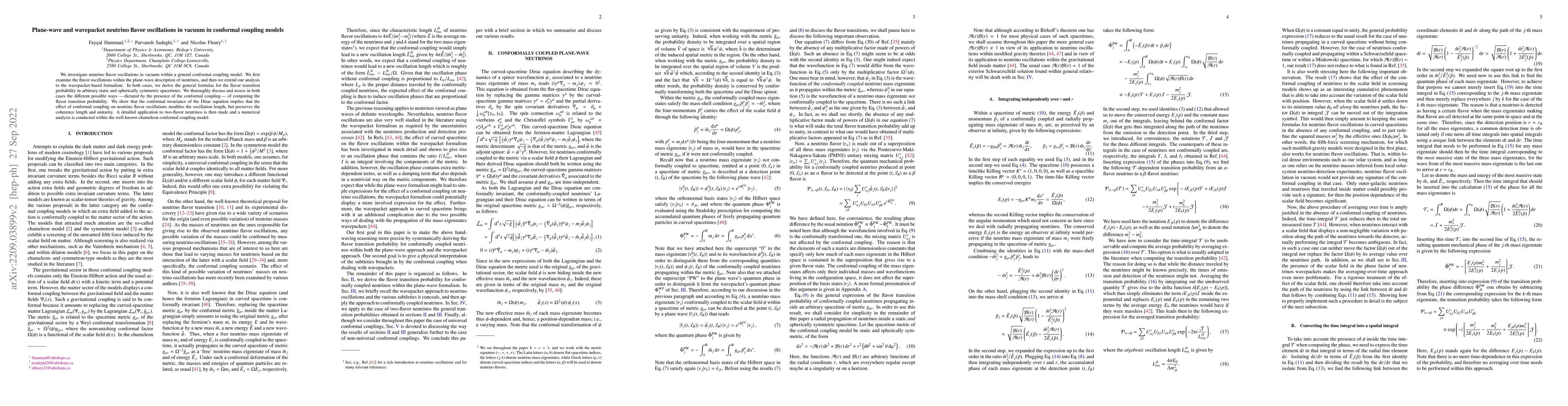 Thumbnail for Plane-wave and wavepacket neutrino flavor oscillations in vacuum in
  conformal coupling models
