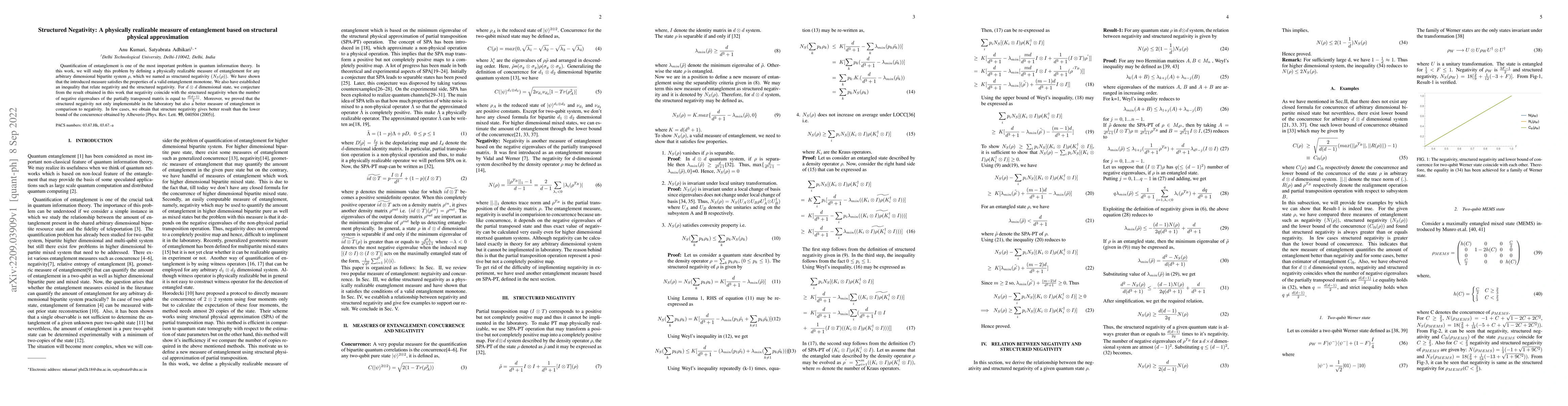 Thumbnail for Structured Negativity: A physically realizable measure of entanglement
  based on structural physical approximation