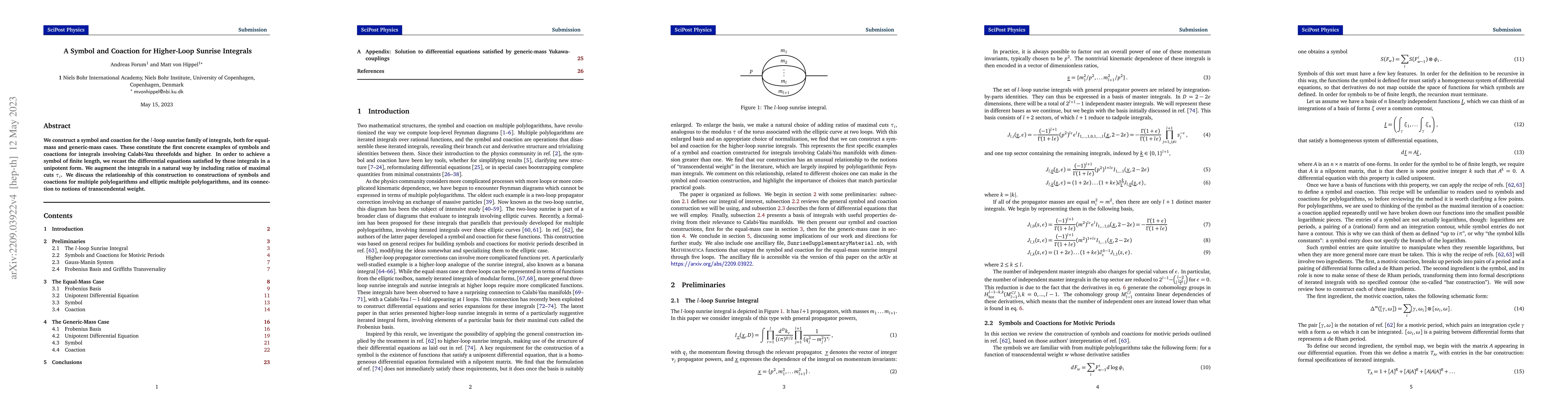 Thumbnail for A Symbol and Coaction for Higher-Loop Sunrise Integrals
