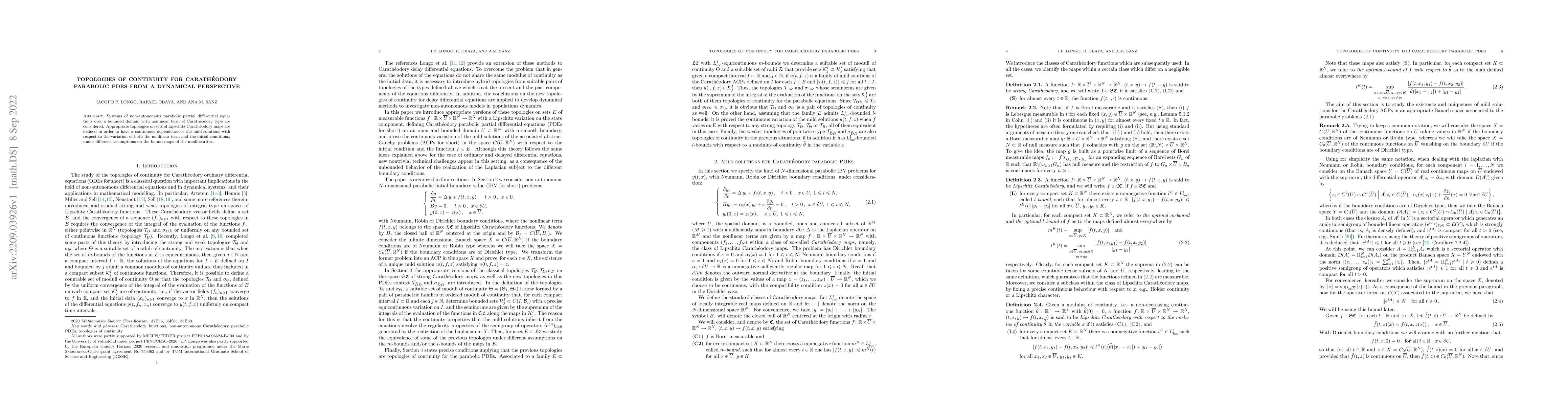 Thumbnail for Topologies of continuity for Carath\'eodory parabolic PDEs from a
  dynamical perspective