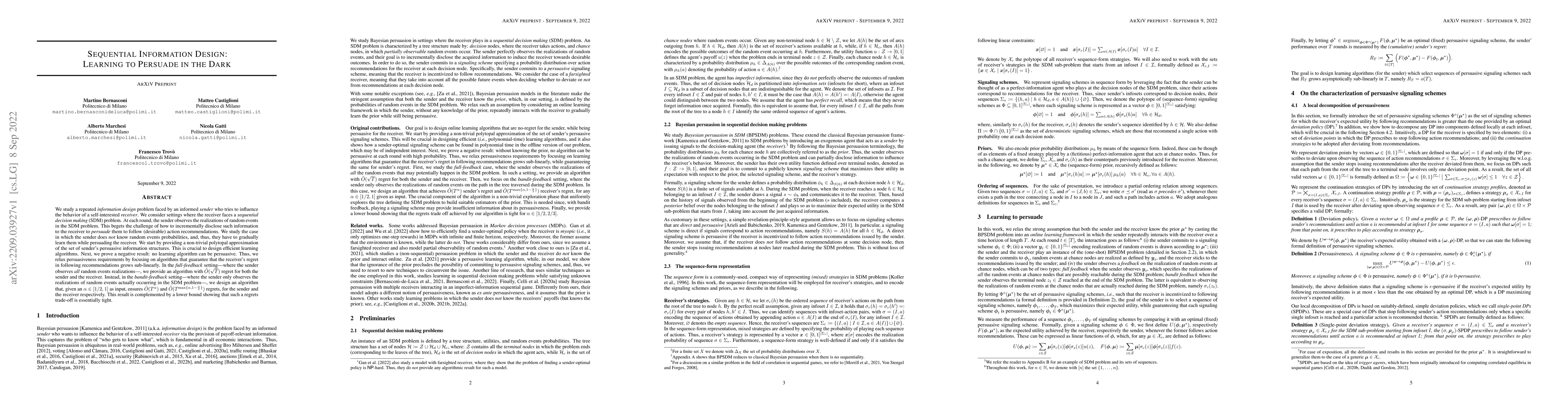 Thumbnail for Sequential Information Design: Learning to Persuade in the Dark