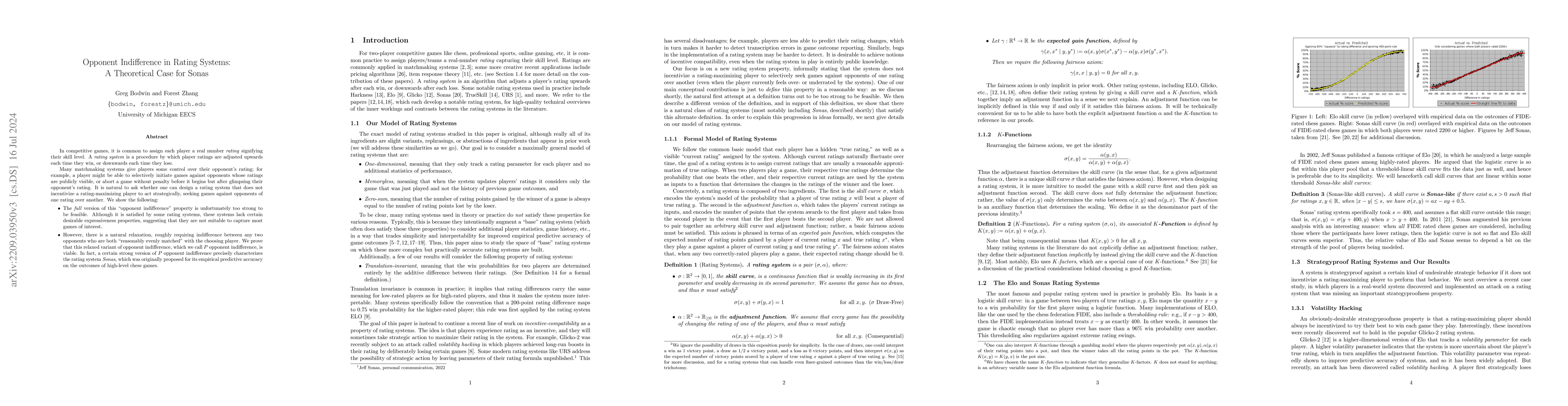Thumbnail for Opponent Indifference in Rating Systems: A Theoretical Case for Sonas