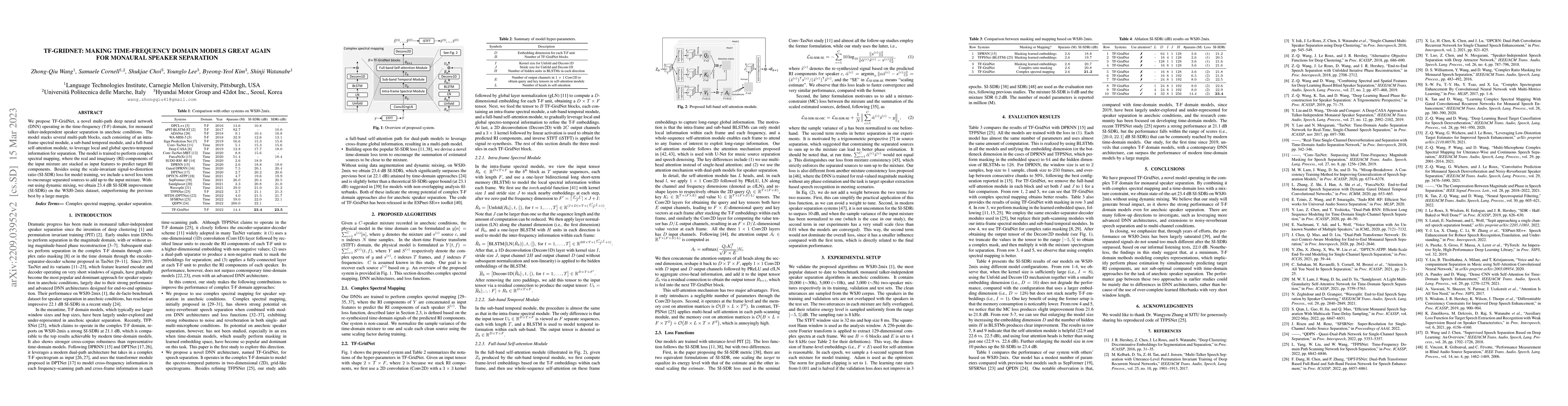 Thumbnail for TF-GridNet: Making Time-Frequency Domain Models Great Again for Monaural
  Speaker Separation