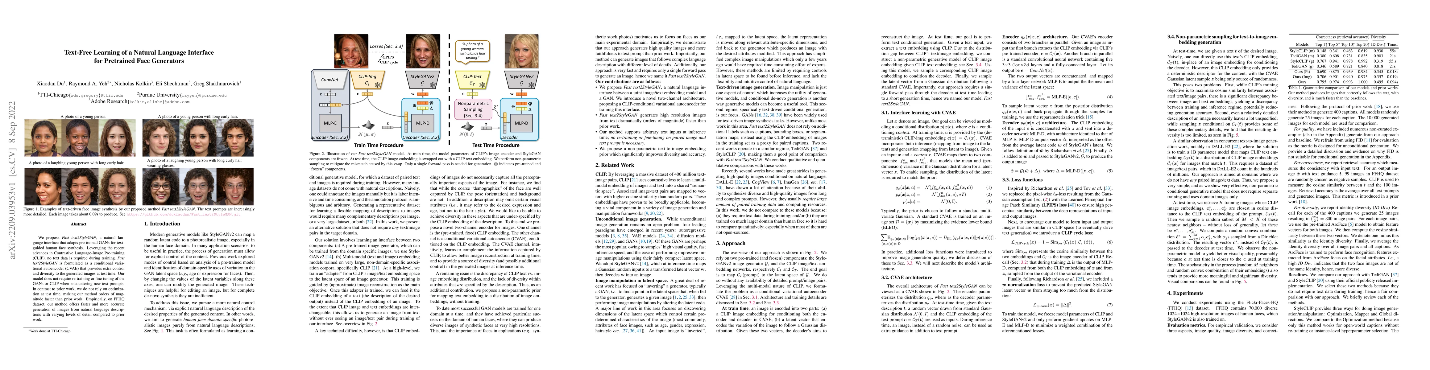 Thumbnail for Text-Free Learning of a Natural Language Interface for Pretrained Face
  Generators