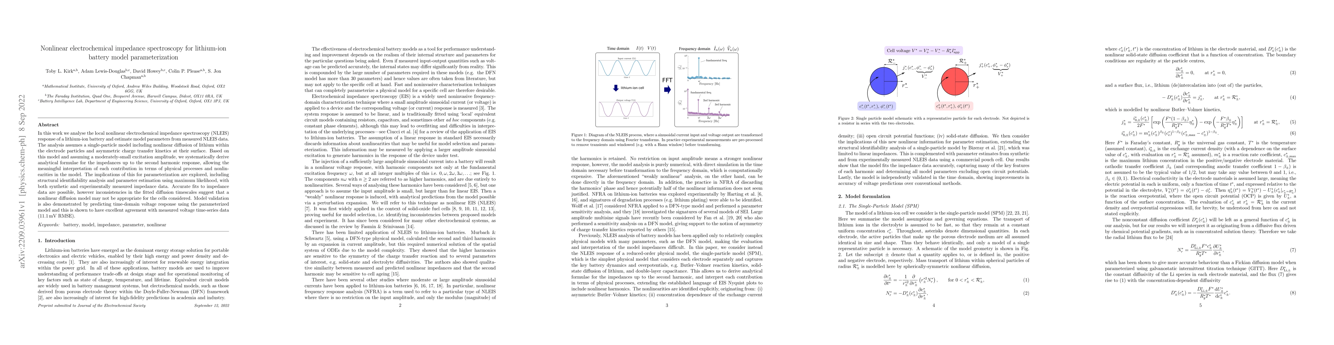 Thumbnail for Nonlinear electrochemical impedance spectroscopy for lithium-ion battery
  model parameterization