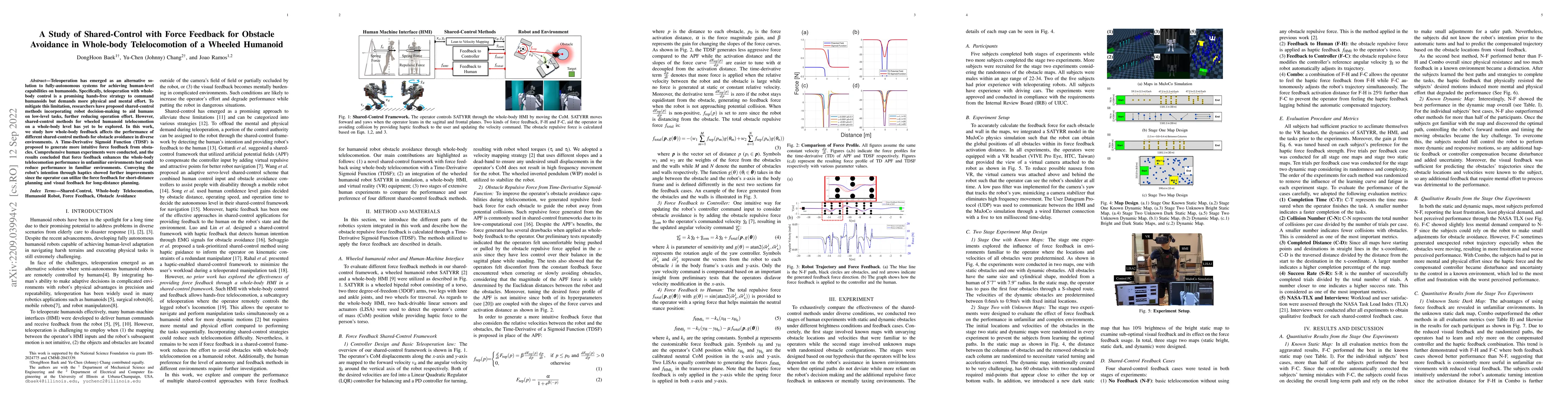 Thumbnail for A Study of Shared-Control with Force Feedback for Obstacle Avoidance in
  Whole-body Telelocomotion of a Wheeled Humanoid