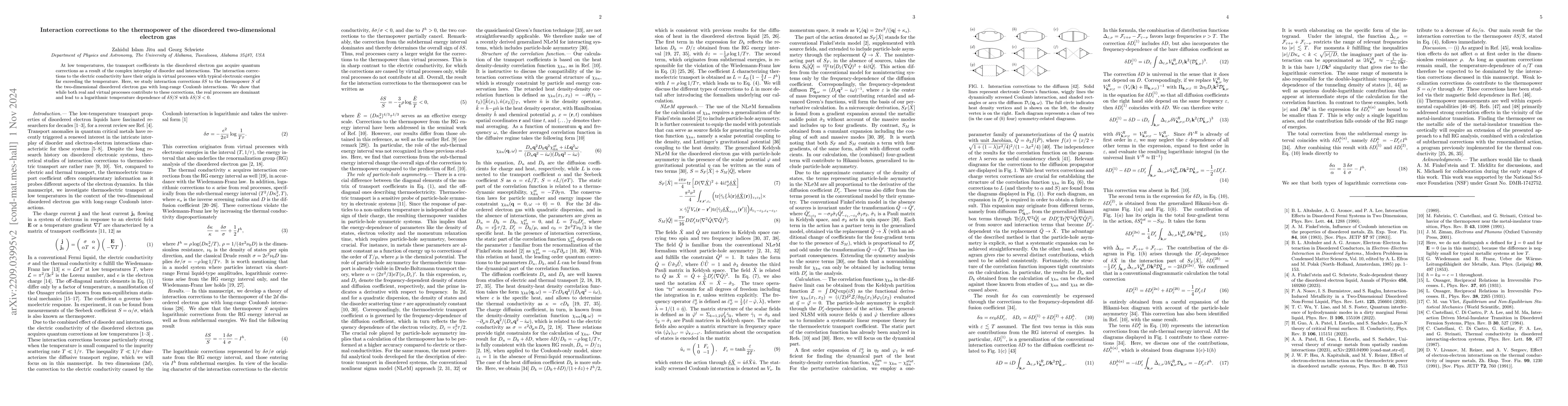 Thumbnail for Interaction corrections to the thermopower of the disordered
  two-dimensional electron gas