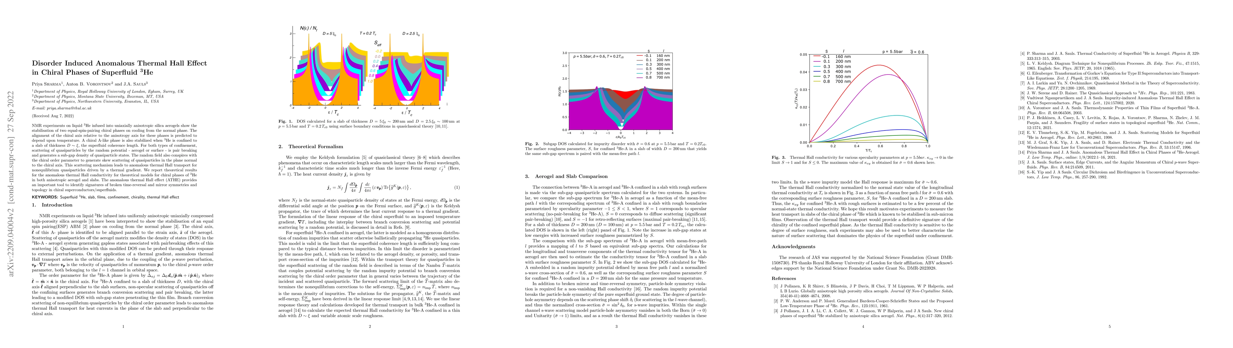 Thumbnail for Disorder Induced Anomalous Thermal Hall Effect in Chiral Phases of
  Superfluid $^3$He