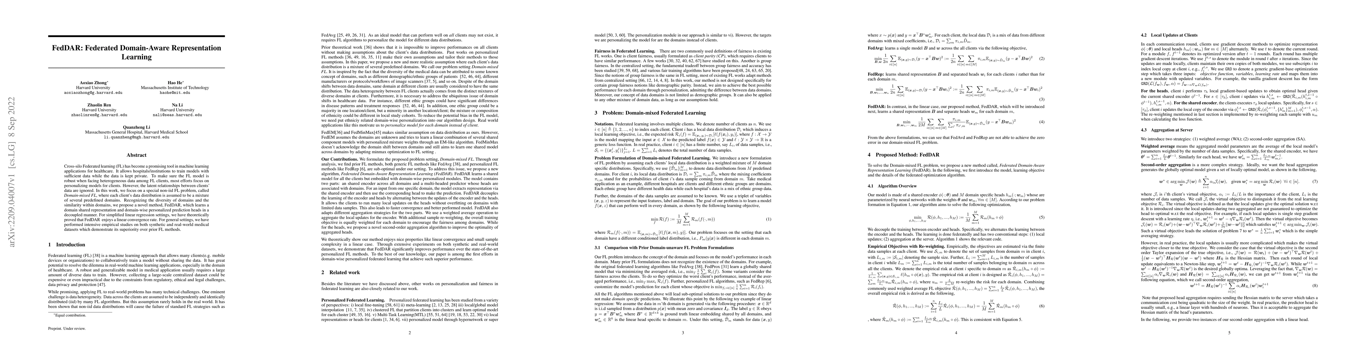 Thumbnail for FedDAR: Federated Domain-Aware Representation Learning