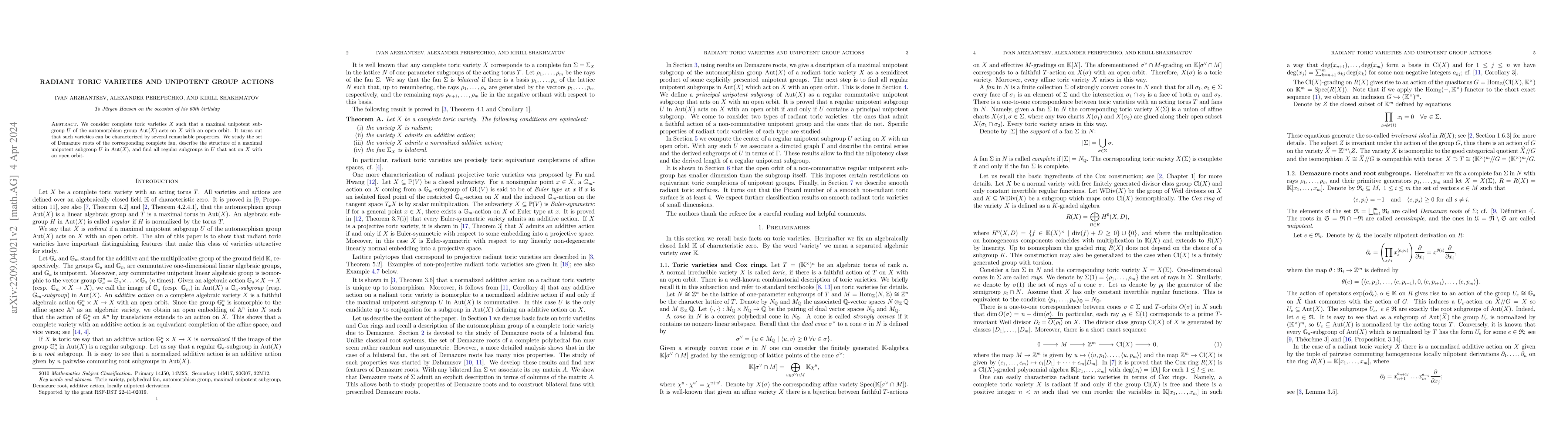 Thumbnail for Radiant toric varieties and unipotent group actions