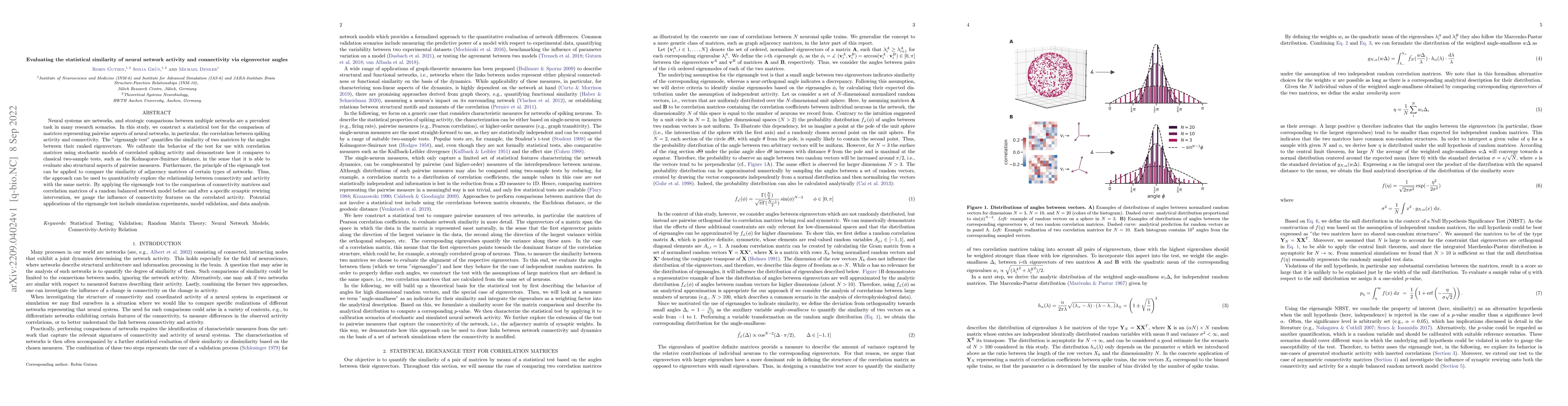 Thumbnail for Evaluating the statistical similarity of neural network activity and
  connectivity via eigenvector angles