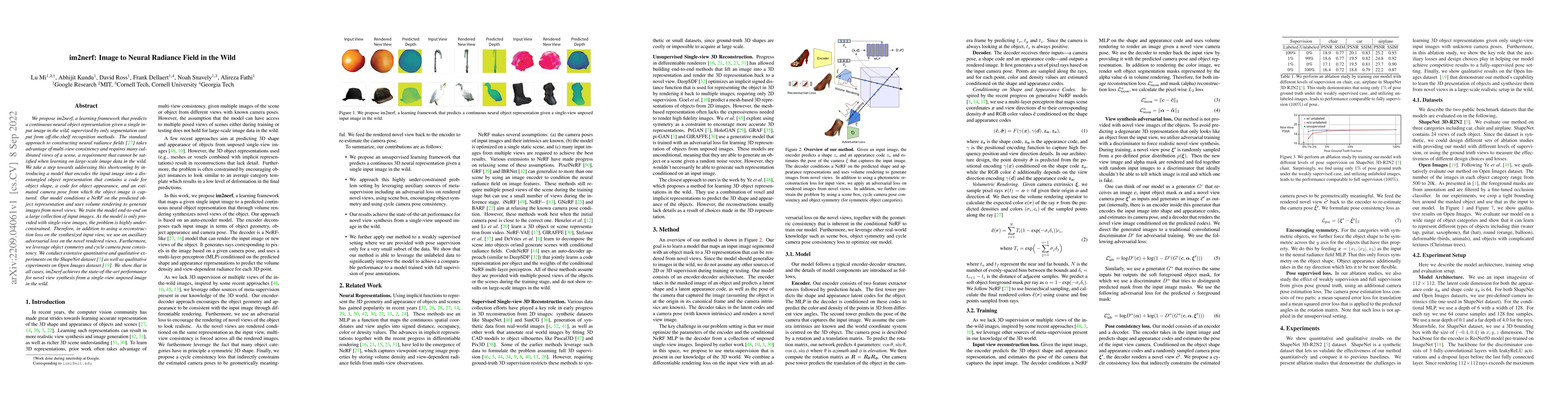Thumbnail for im2nerf: Image to Neural Radiance Field in the Wild