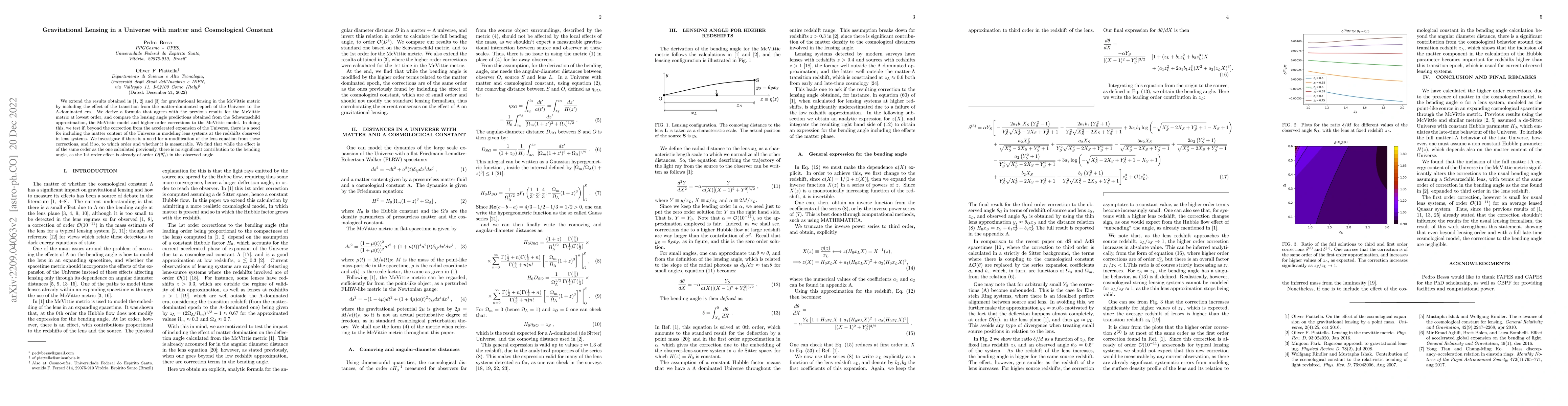 Thumbnail for Gravitational lensing in a universe with matter and a cosmological
  constant