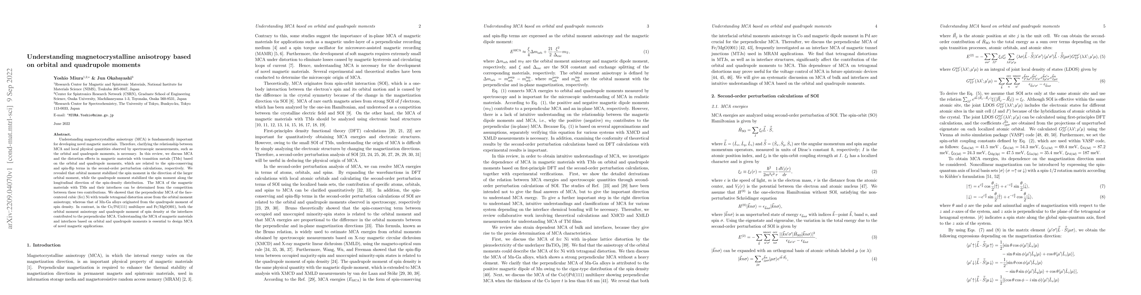 Thumbnail for Understanding magnetocrystalline anisotropy based on orbital and
  quadrupole moments