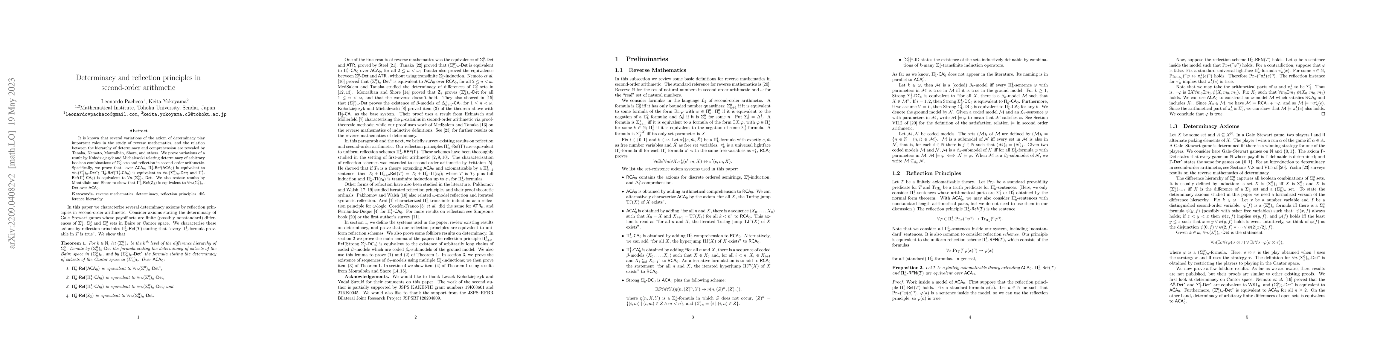 Thumbnail for Determinacy and reflection principles in second-order arithmetic