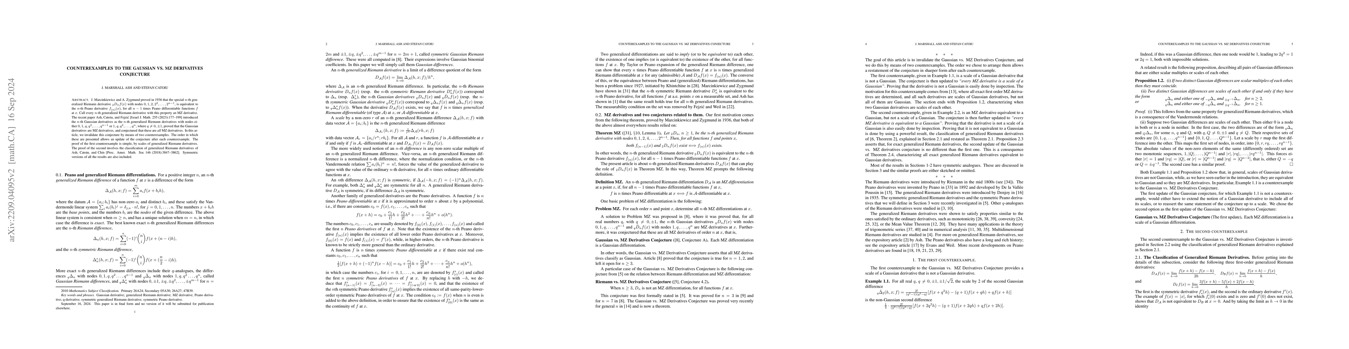 Thumbnail for Counterexamples to the Gaussian vs. MZ derivatives Conjecture