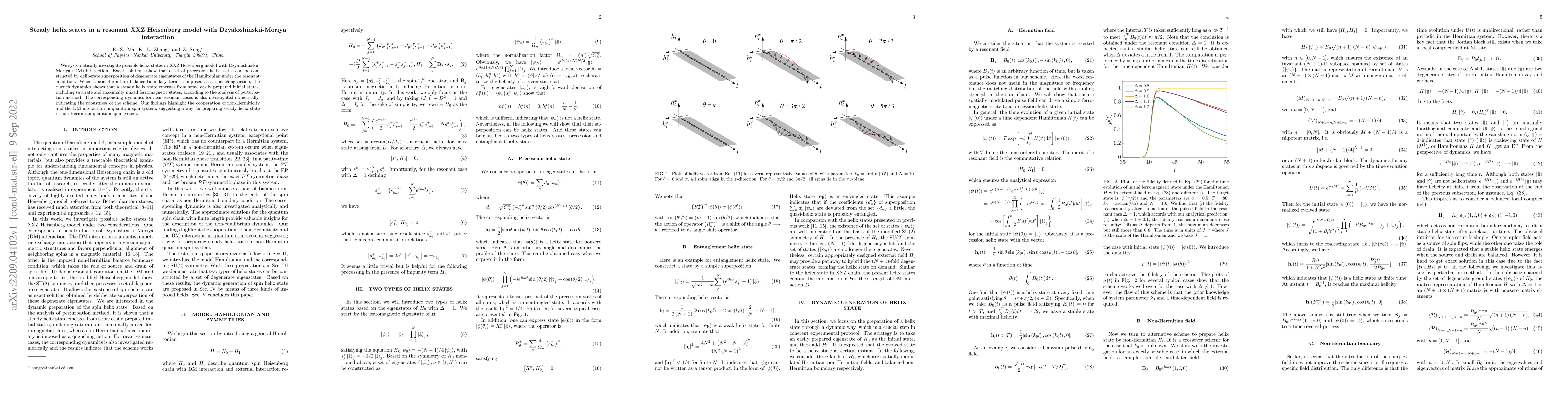 Thumbnail for Steady helix states in a resonant XXZ Heisenberg model with
  Dzyaloshinskii-Moriya interaction