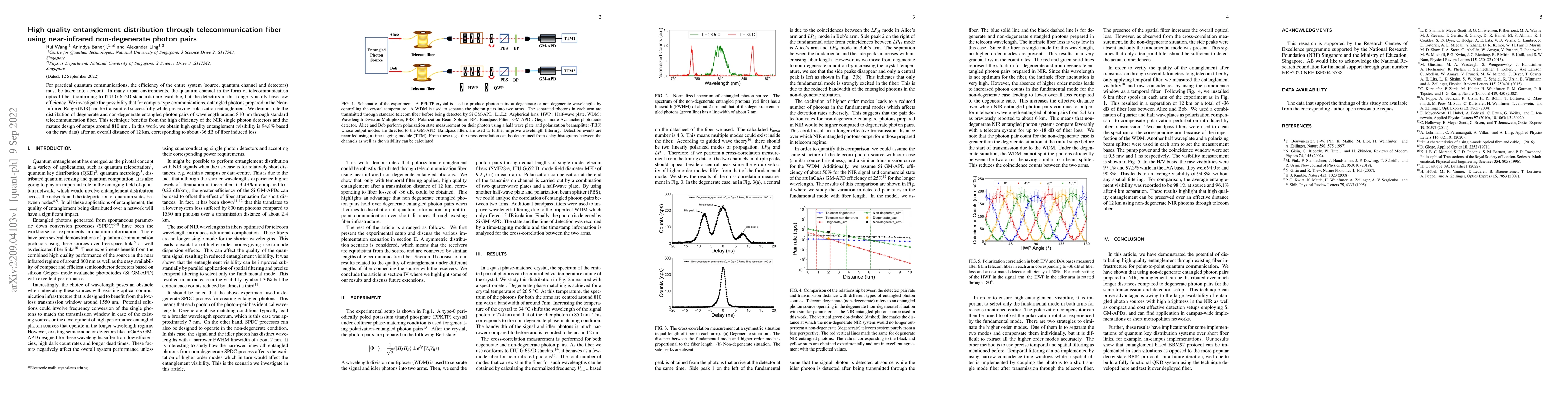 Thumbnail for High quality entanglement distribution through telecommunication fiber
  using near-infrared non-degenerate photon pairs