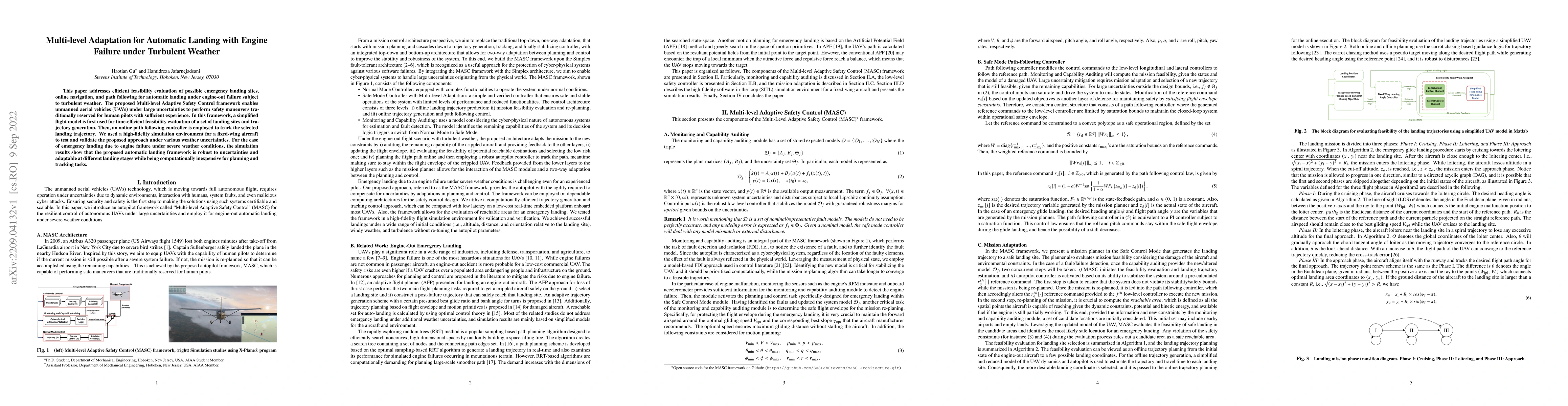 Thumbnail for Multi-level Adaptation for Automatic Landing with Engine Failure under
  Turbulent Weather
