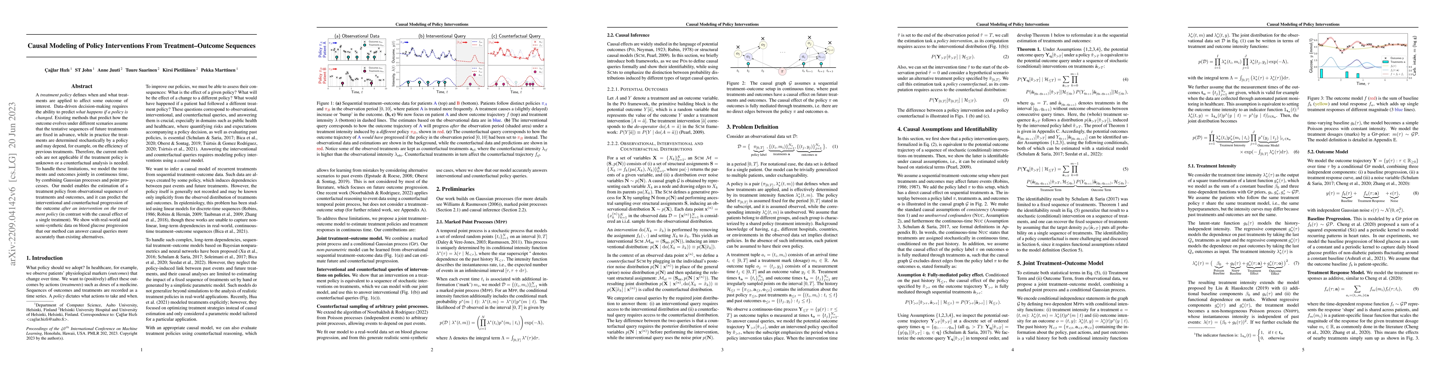 Thumbnail for Causal Modeling of Policy Interventions From Sequences of Treatments and
  Outcomes