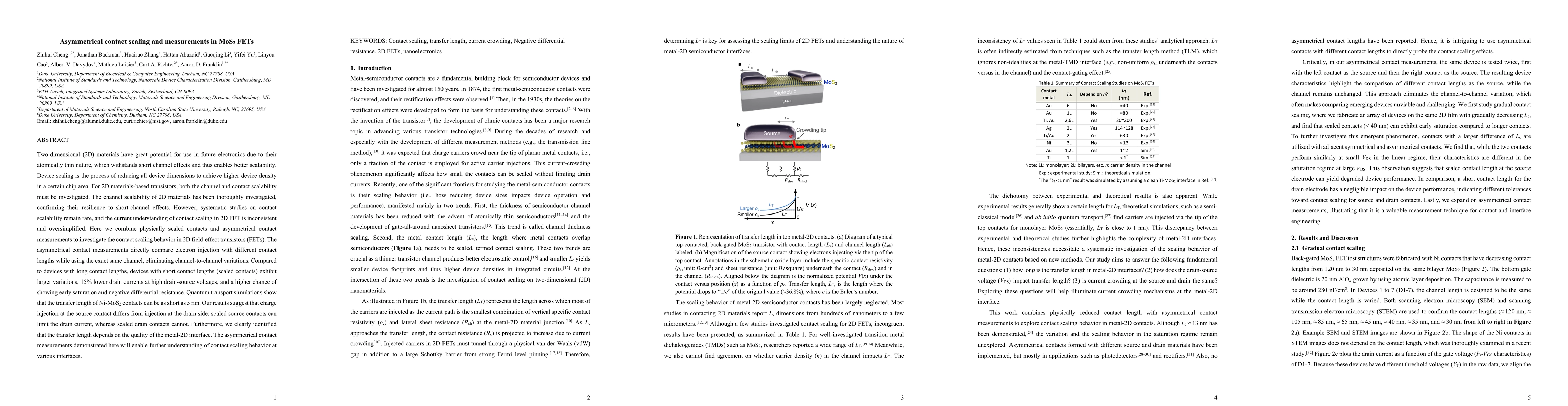 Thumbnail for Asymmetrical contact scaling and measurements in MoS2 FETs
