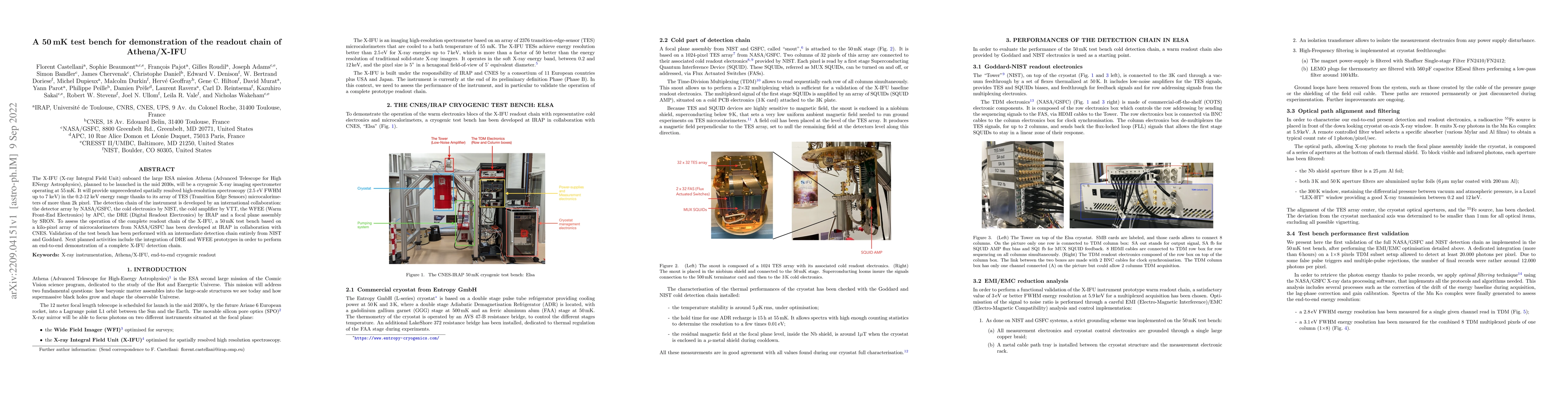 Thumbnail for A 50 mK test bench for demonstration of the readout chain of
  Athena/X-IFU