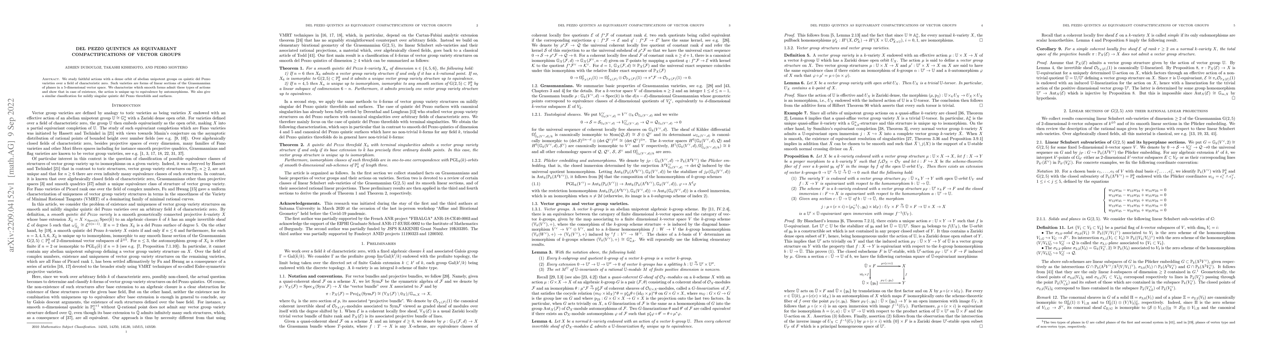 Thumbnail for Del Pezzo quintics as equivariant compactifications of vector groups