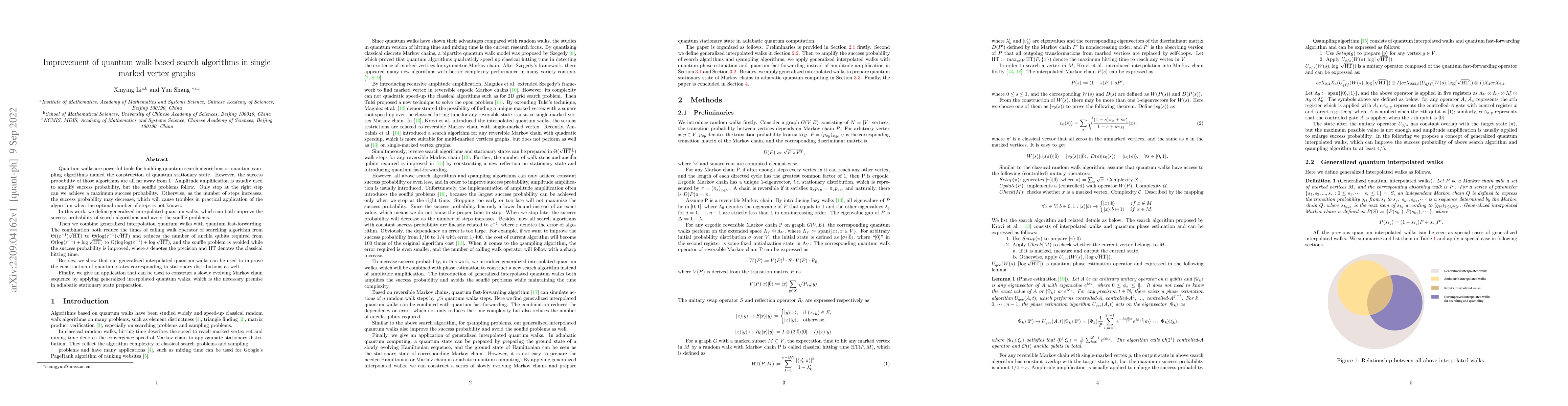 Thumbnail for Improvement of quantum walk-based search algorithms in single marked
  vertex graphs