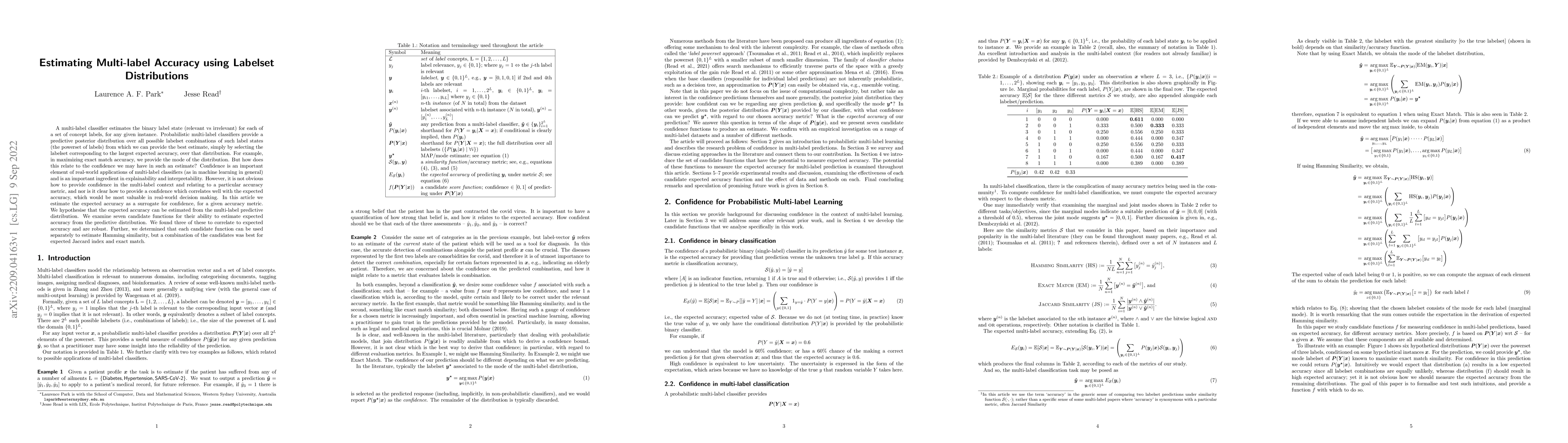 Thumbnail for Estimating Multi-label Accuracy using Labelset Distributions