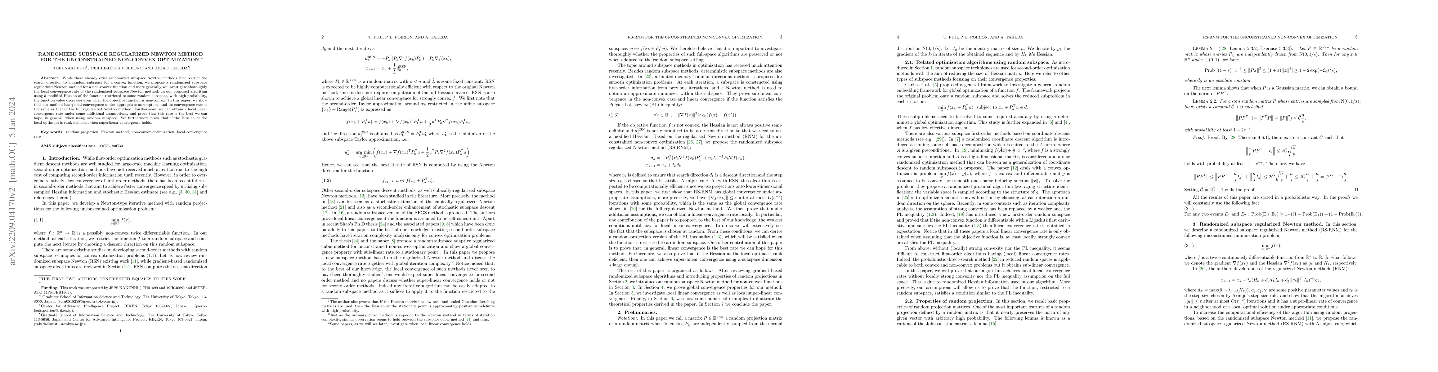 Thumbnail for Randomized subspace regularized Newton method for unconstrained
  non-convex optimization