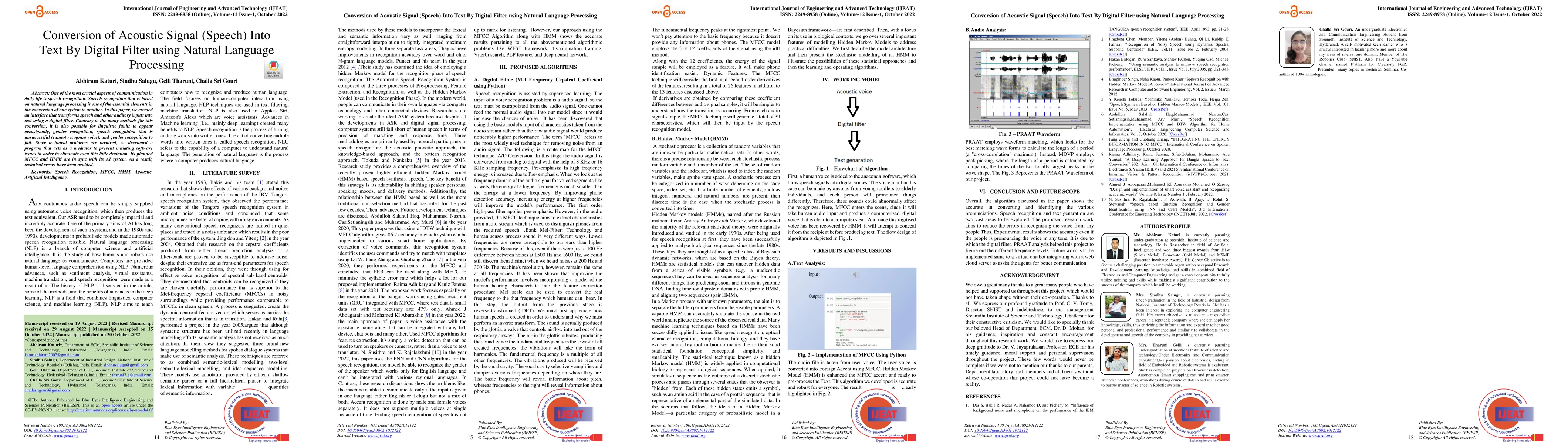 Thumbnail for Conversion of Acoustic Signal (Speech) Into Text By Digital Filter using
  Natural Language Processing